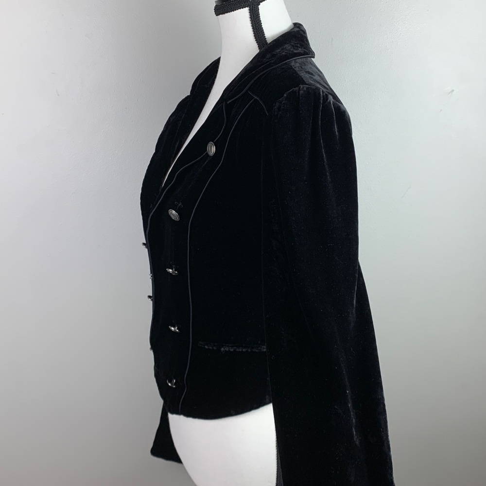 Paige Maribel Black Velvet Cropped Military Jacket NEW! - Picture 5 of 14